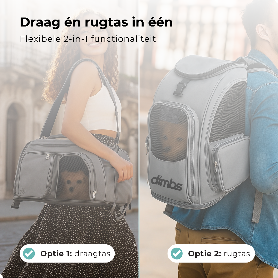 Dimbs Eco Draagtas voor Kat & Hond – Rugzak & Reismand tot 7 kg